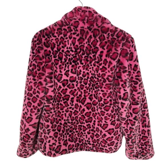Zadig & Voltaire Lila Leopard Jacket XS Pink Black Faux Fur Button Front - Picture 9 of 12